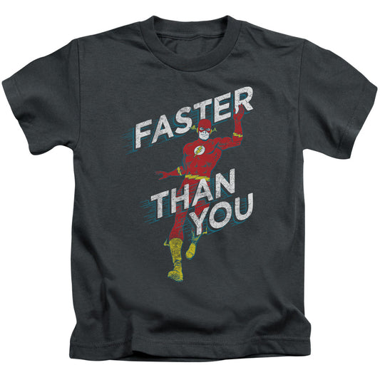 DC Comics Flash Faster Than You Juvenile Kids Youth T Shirt Charcoal 