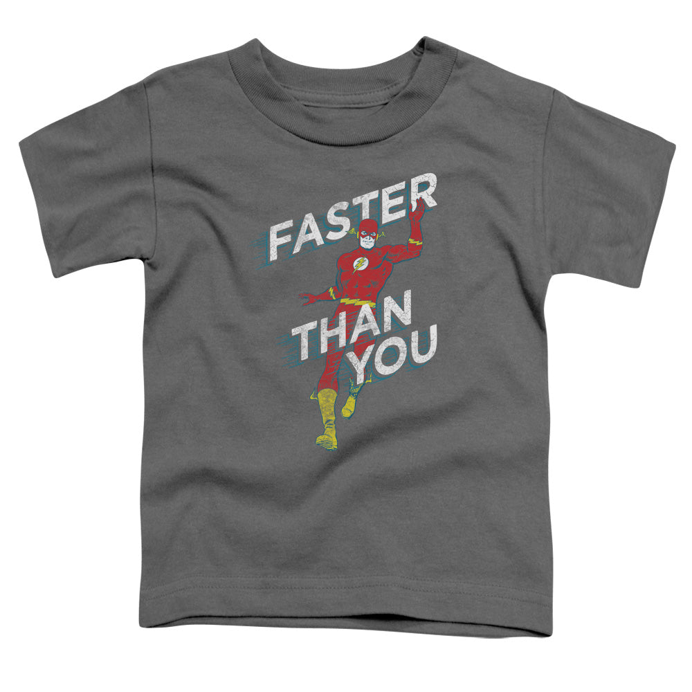 DC Comics Flash Faster Than You Toddler Kids Youth T Shirt Charcoal