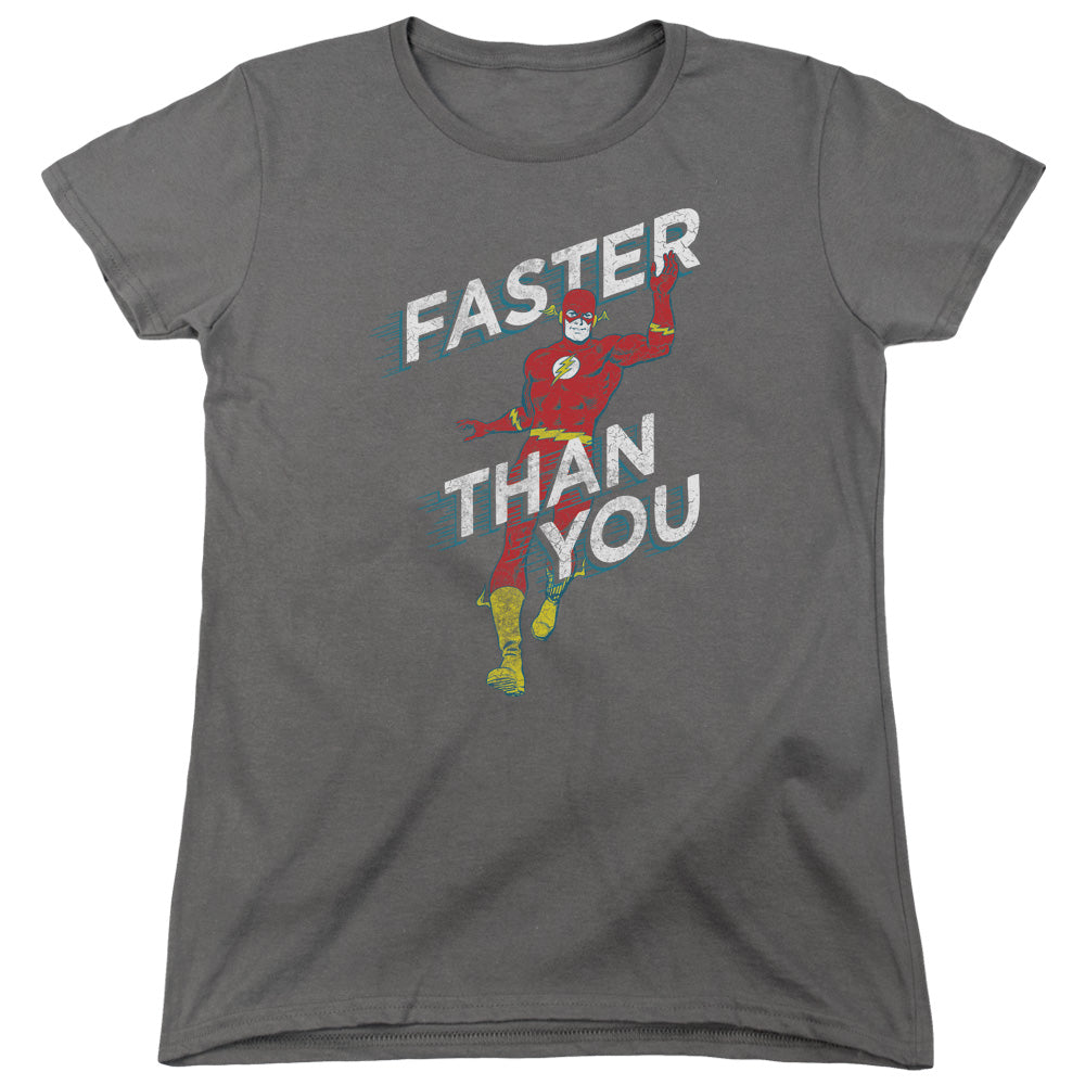 DC Comics Flash Faster Than You Womens T Shirt Charcoal