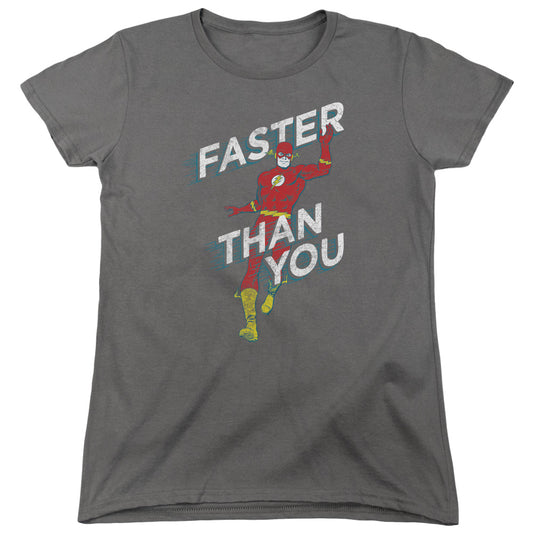 DC Comics Flash Faster Than You Womens T Shirt Charcoal