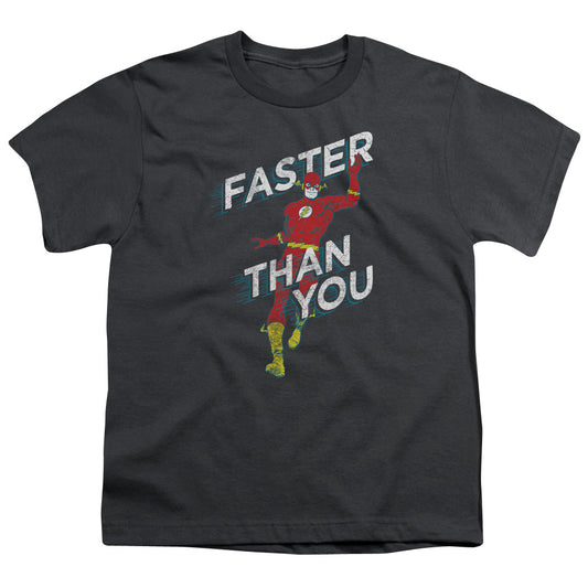 DC Comics Flash Faster Than You Kids Youth T Shirt Charcoal