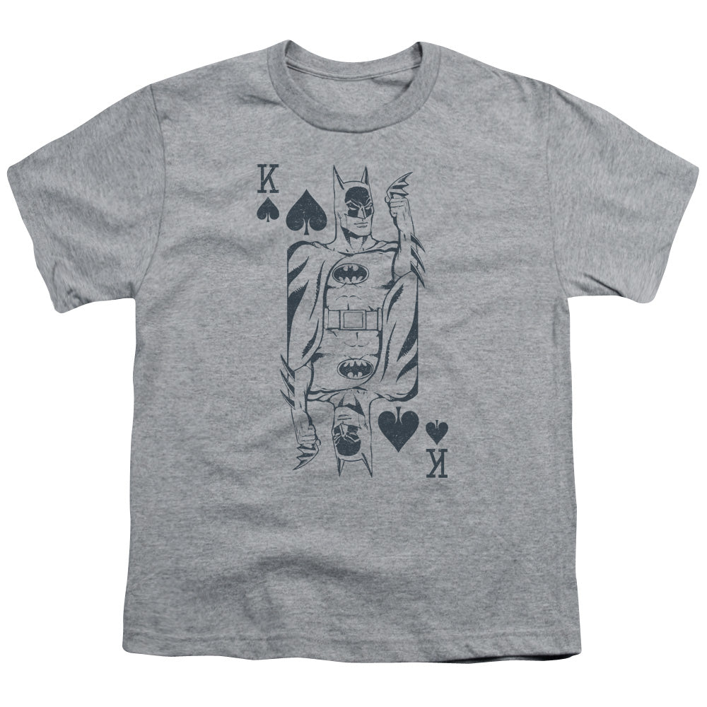 DC Comics Bat Card Kids Youth T Shirt Athletic Heather