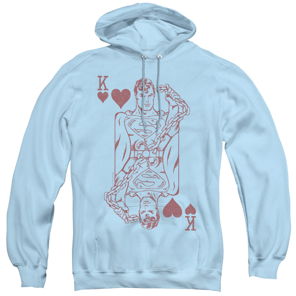 DC Comics Super Card Mens Hoodie Light Blue
