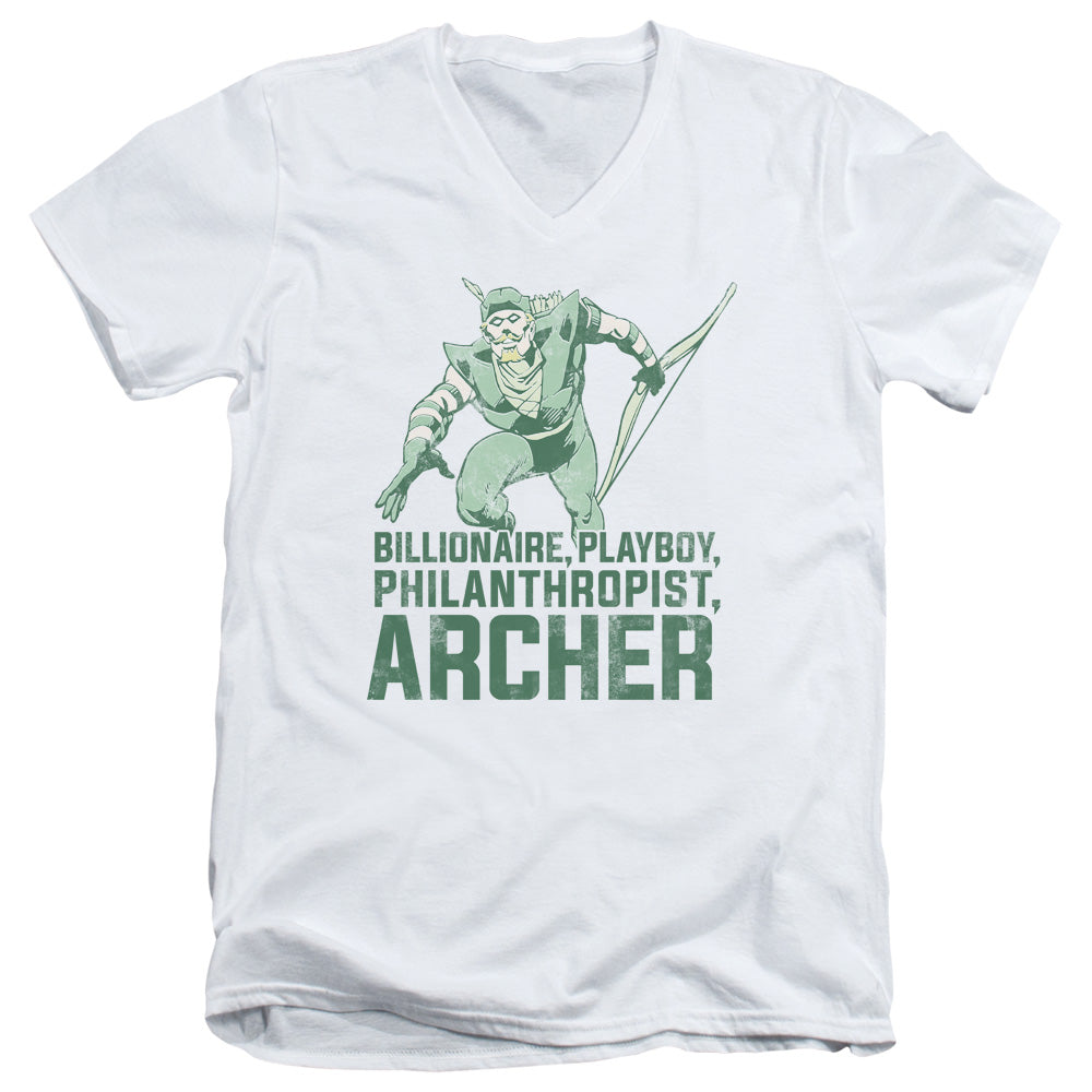 DC Comics Archer Mens Slim Fit V Neck T Shirt White