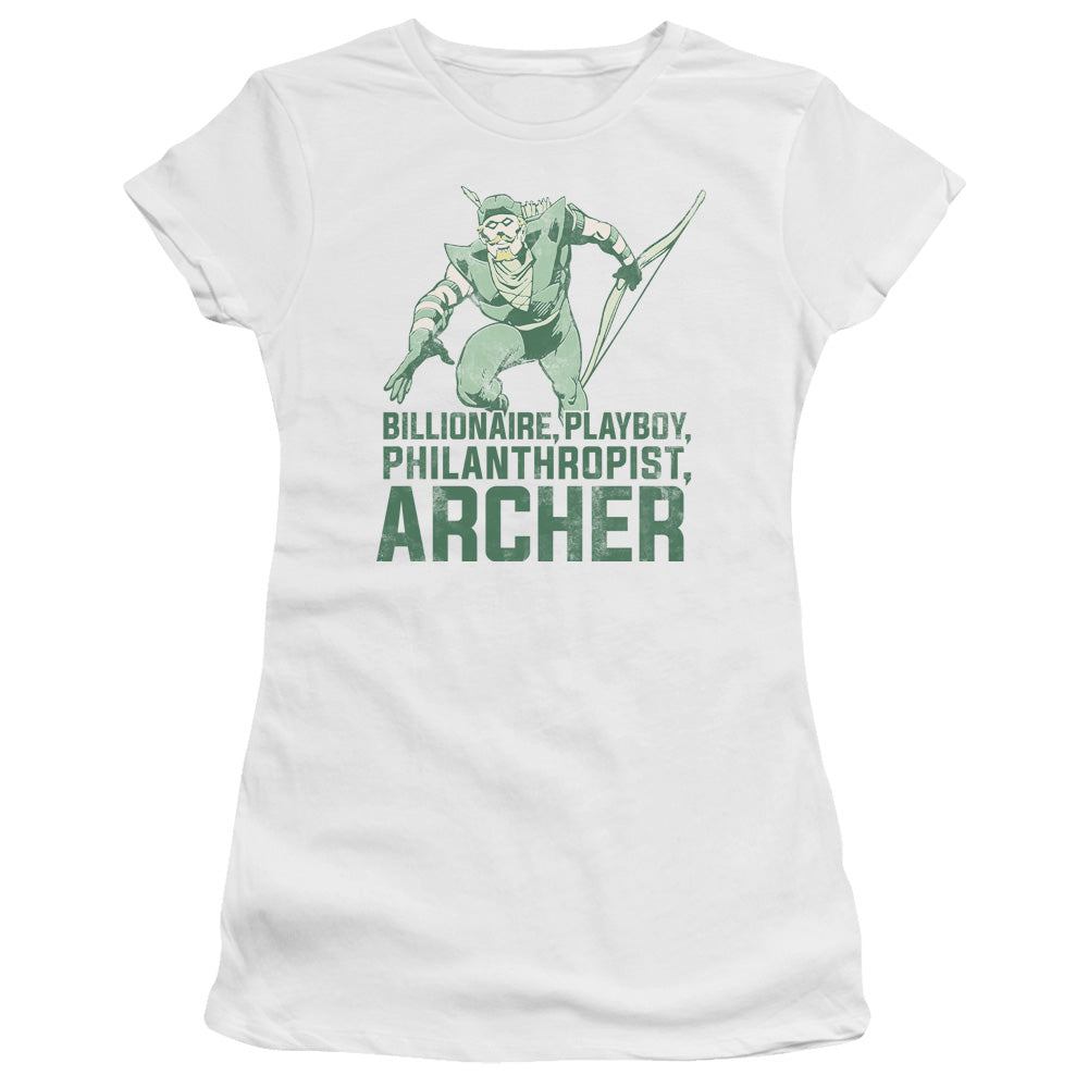 DC Comics Archer Junior Sheer Cap Sleeve Womens T Shirt White