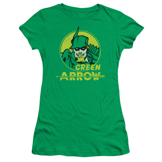 DC Comics Archer Circle Junior Sheer Cap Sleeve Womens T Shirt Kelly Green