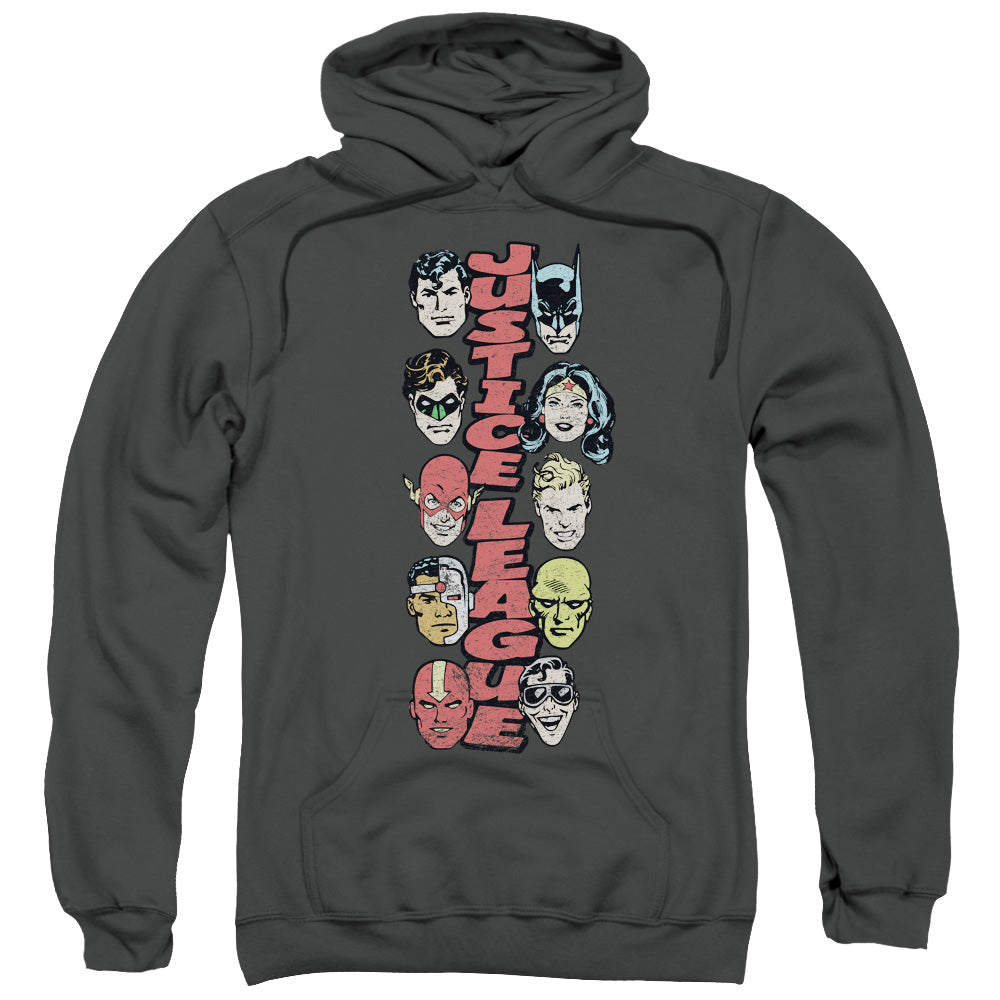 DC Comics Stacked Justice Mens Hoodie Charcoal