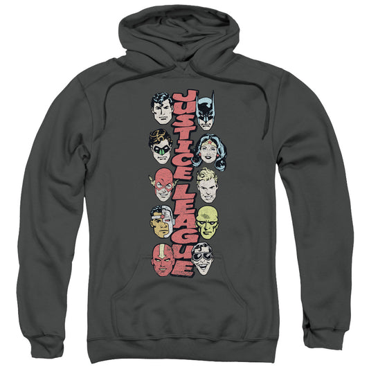 DC Comics Stacked Justice Mens Hoodie Charcoal