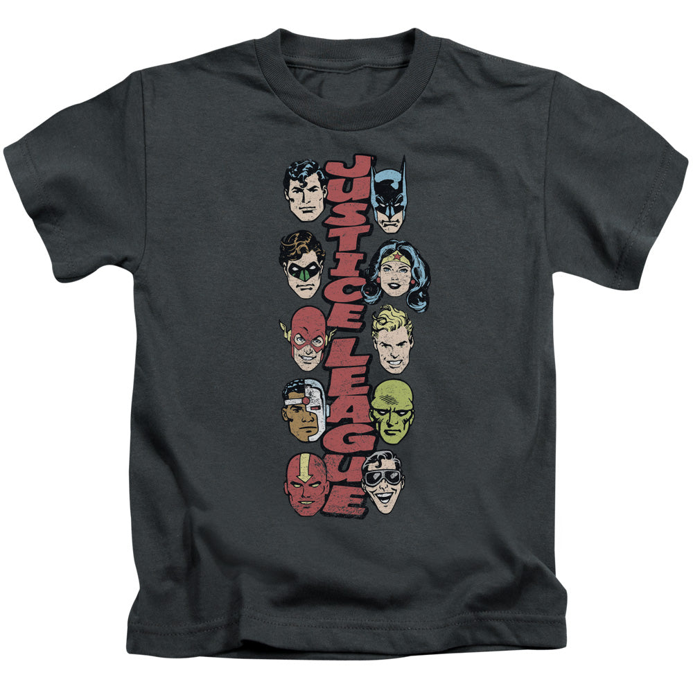 DC Comics Stacked Justice Juvenile Kids Youth T Shirt Charcoal 