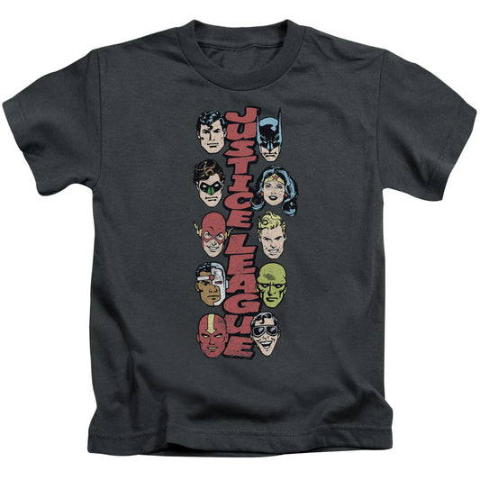DC Comics Stacked Justice Juvenile Kids Youth T Shirt Charcoal 