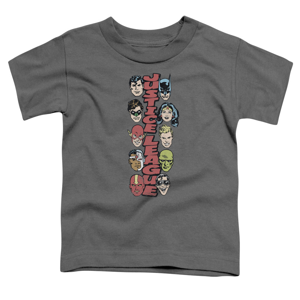 DC Comics Stacked Justice Toddler Kids Youth T Shirt Charcoal