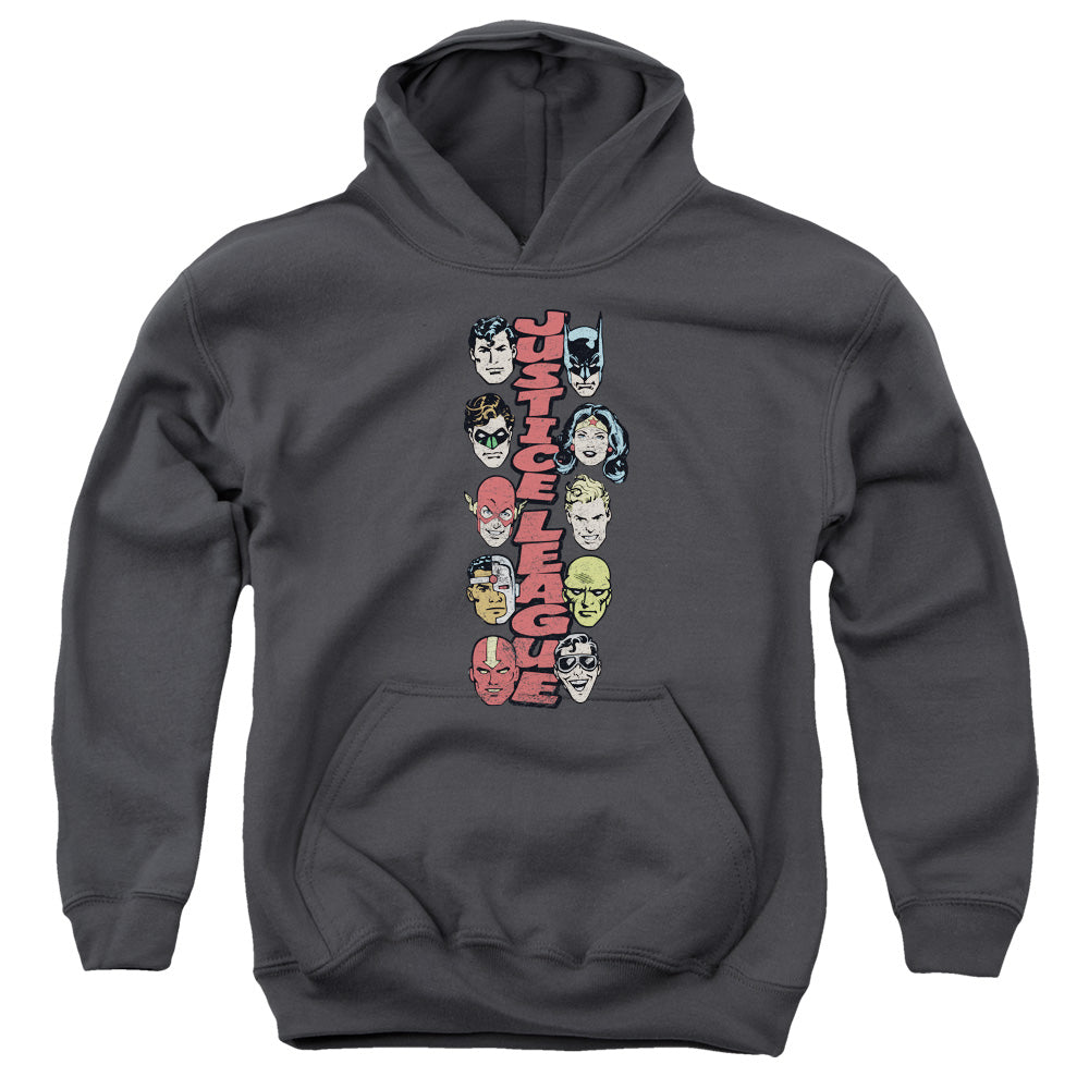 DC Comics Stacked Justice Kids Youth Hoodie Charcoal