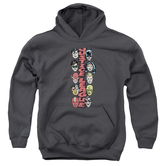 DC Comics Stacked Justice Kids Youth Hoodie Charcoal