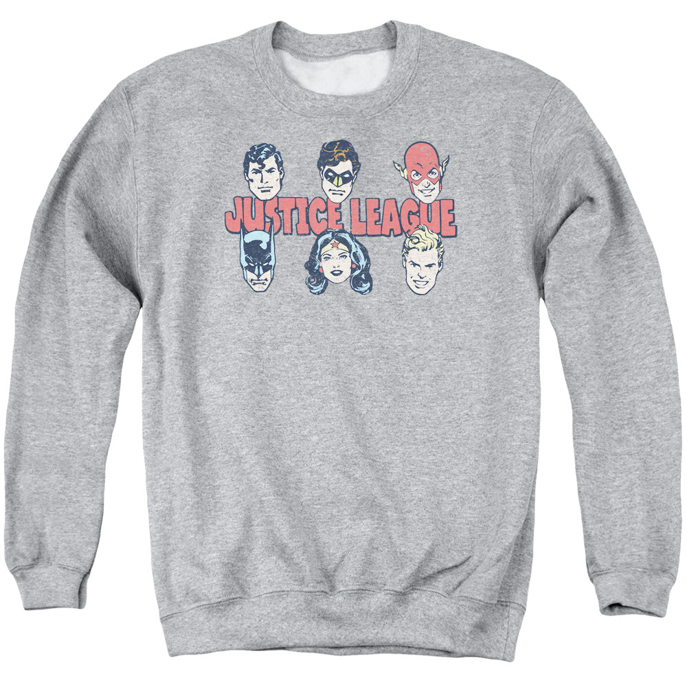 DC Comics Justice Lineup Mens Crewneck Sweatshirt Athletic Heather