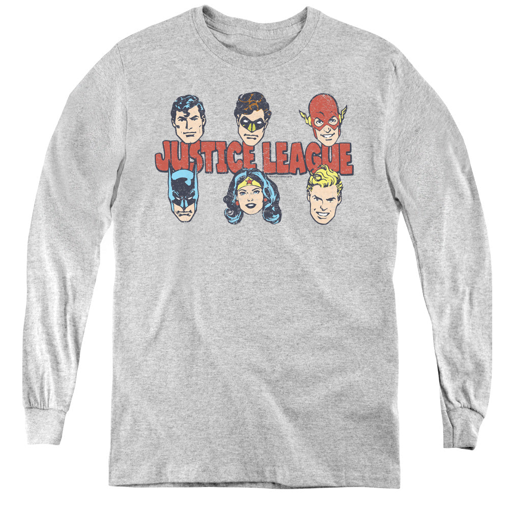 DC Comics Justice Lineup Long Sleeve Kids Youth T Shirt Athletic Heather