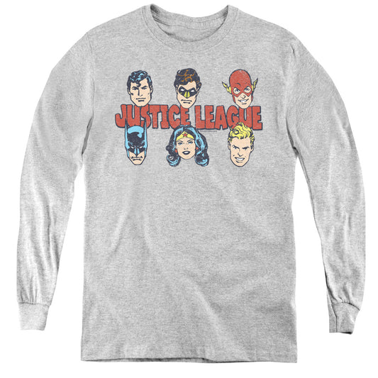 DC Comics Justice Lineup Long Sleeve Kids Youth T Shirt Athletic Heather
