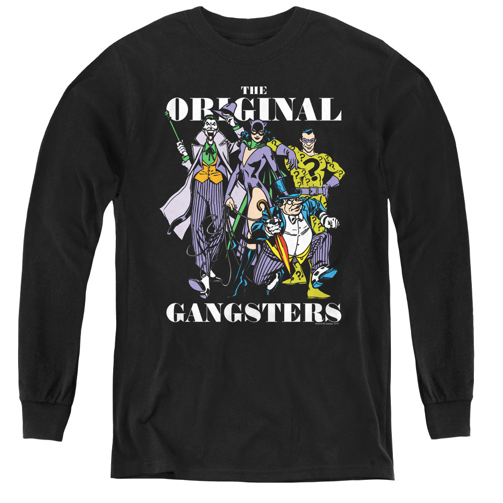 DC Comics Original Gangsters Long Sleeve Kids Youth T Shirt Black