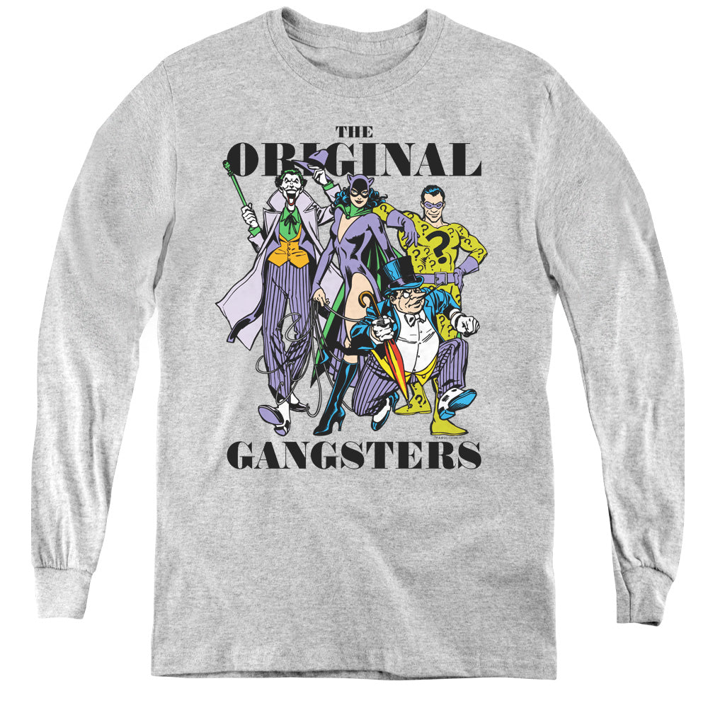 DC Comics Original Gangsters Long Sleeve Kids Youth T Shirt Athletic Heather