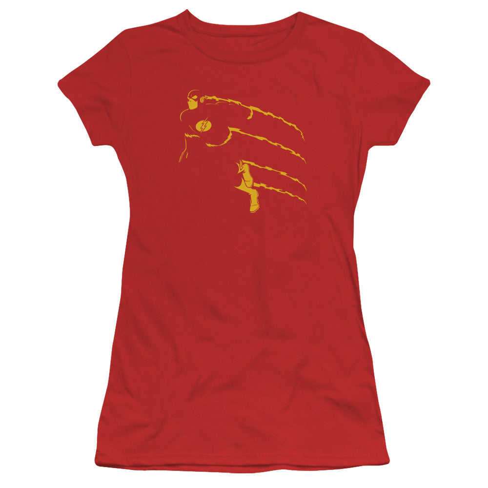 DC Comics Flash Flash Min Junior Sheer Cap Sleeve Womens T Shirt Red