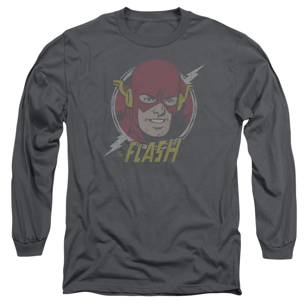 DC Comics Flash Vintage Voltage Mens Long Sleeve Shirt Charcoal