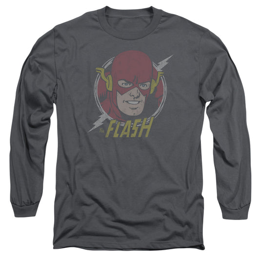 DC Comics Flash Vintage Voltage Mens Long Sleeve Shirt Charcoal