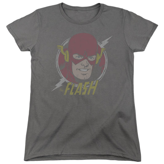 DC Comics Flash Vintage Voltage Womens T Shirt Charcoal