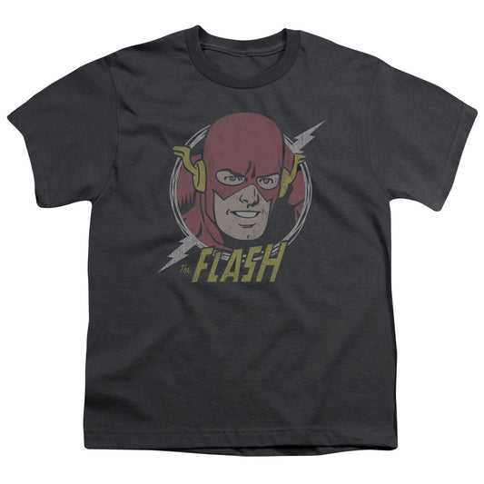 DC Comics Flash Vintage Voltage Kids Youth T Shirt Charcoal