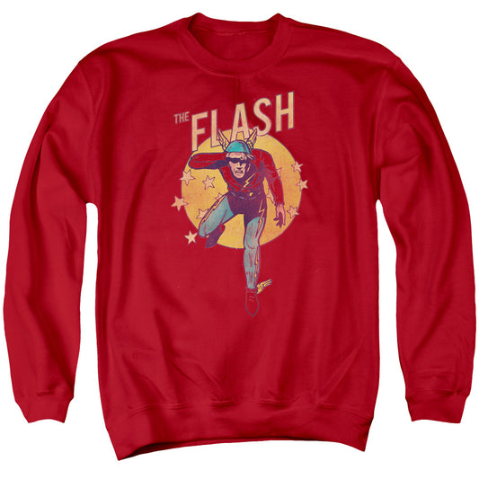 DC Comics Flash Circle & Stars Mens Crewneck Sweatshirt Red