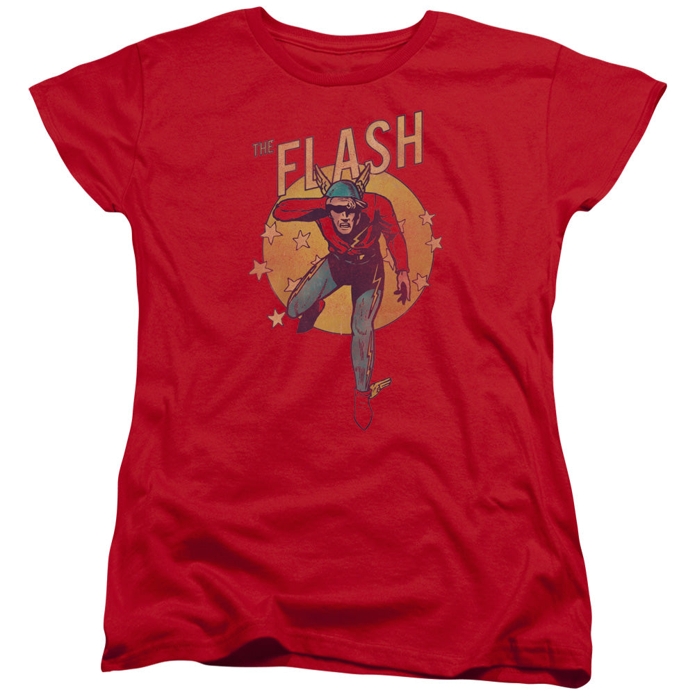 DC Comics Flash Circle & Stars Womens T Shirt Red