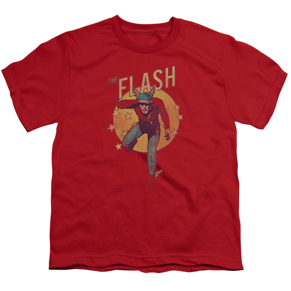 DC Comics Flash Circle & Stars Kids Youth T Shirt Red