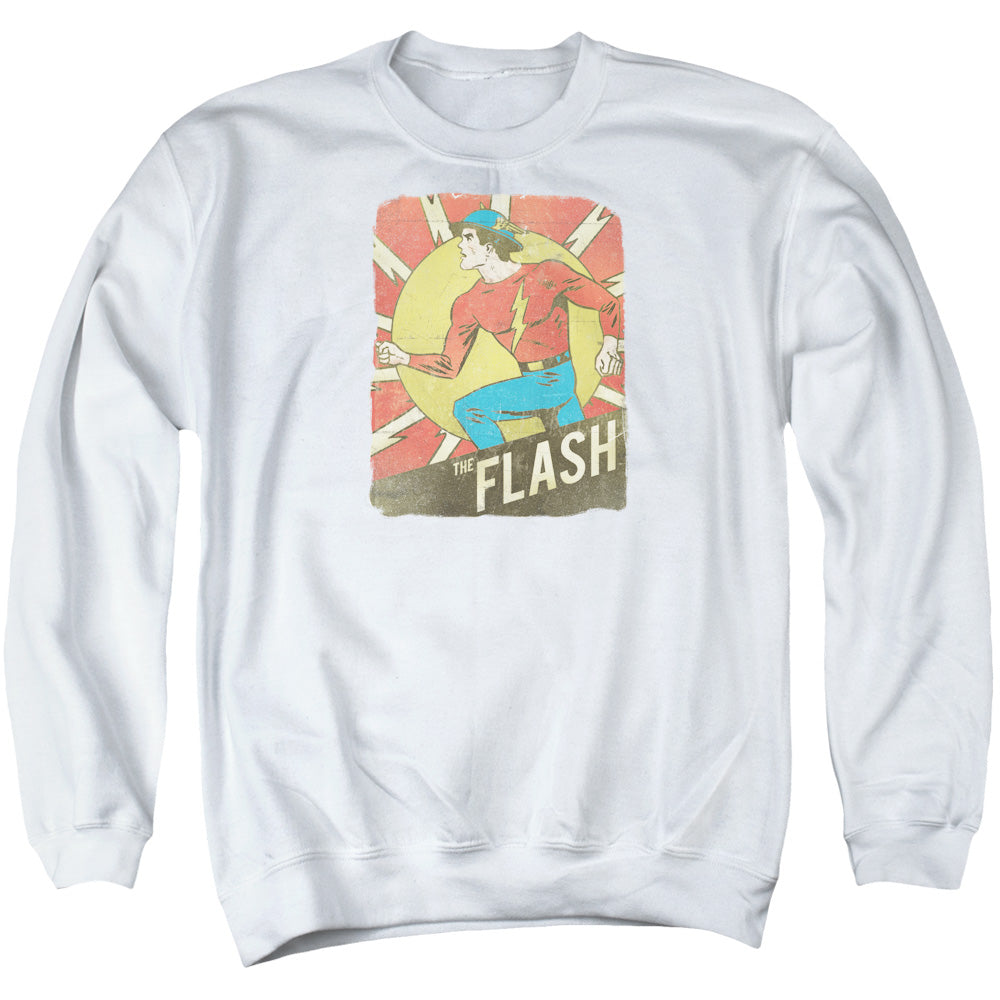 DC Comics Flash Tattered Poster Mens Crewneck Sweatshirt White