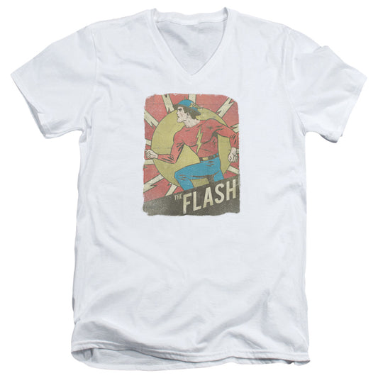 DC Comics Flash Tattered Poster Mens Slim Fit V Neck T Shirt White