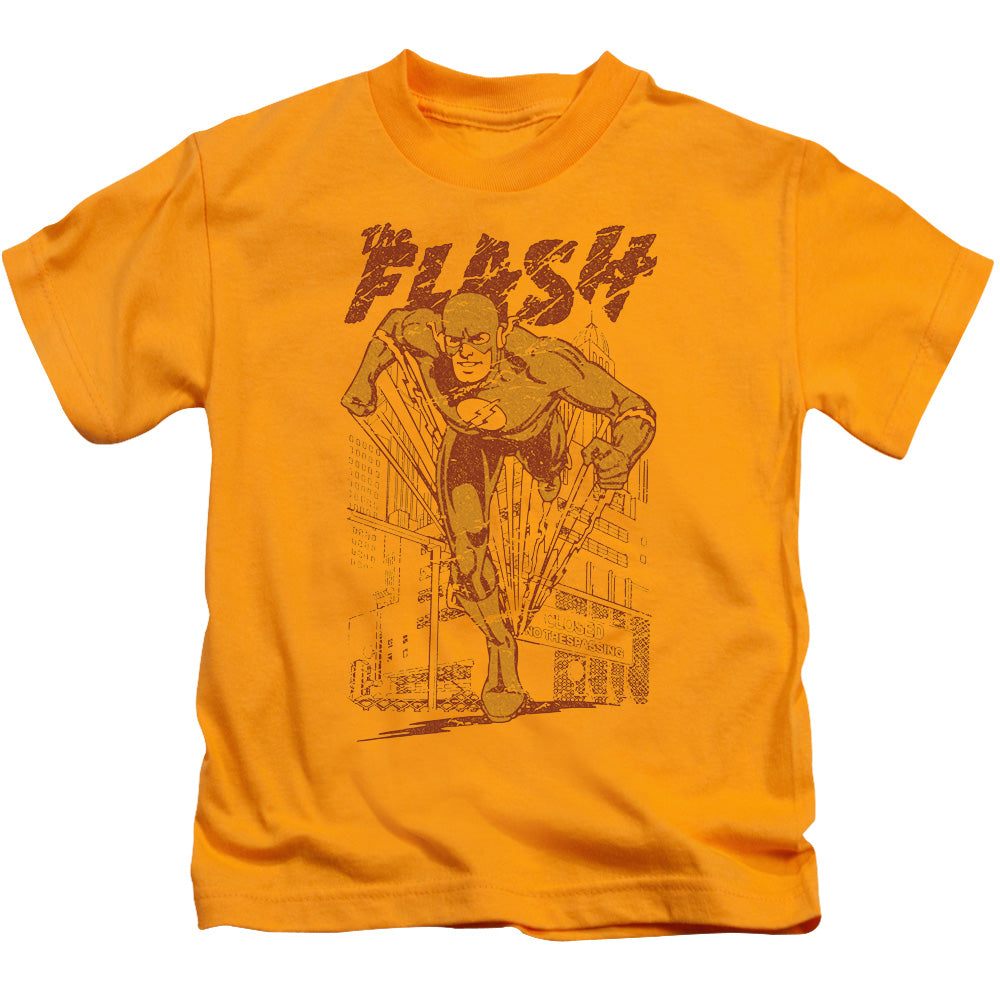 DC Comics Flash Busting Out Juvenile Kids Youth T Shirt Gold 