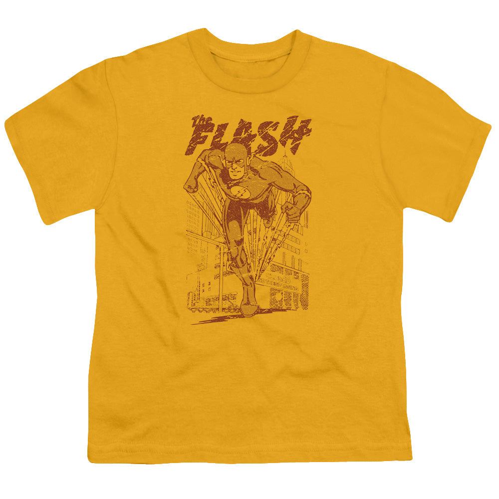 DC Comics Flash Busting Out Kids Youth T Shirt Gold