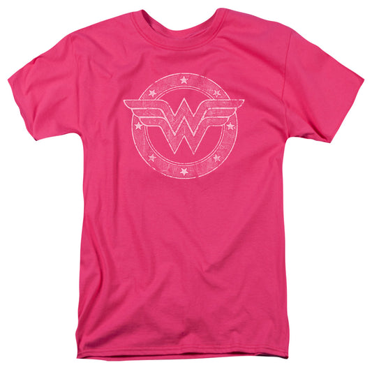 DC Comics Tattered Emblem Mens T Shirt Hot Pink