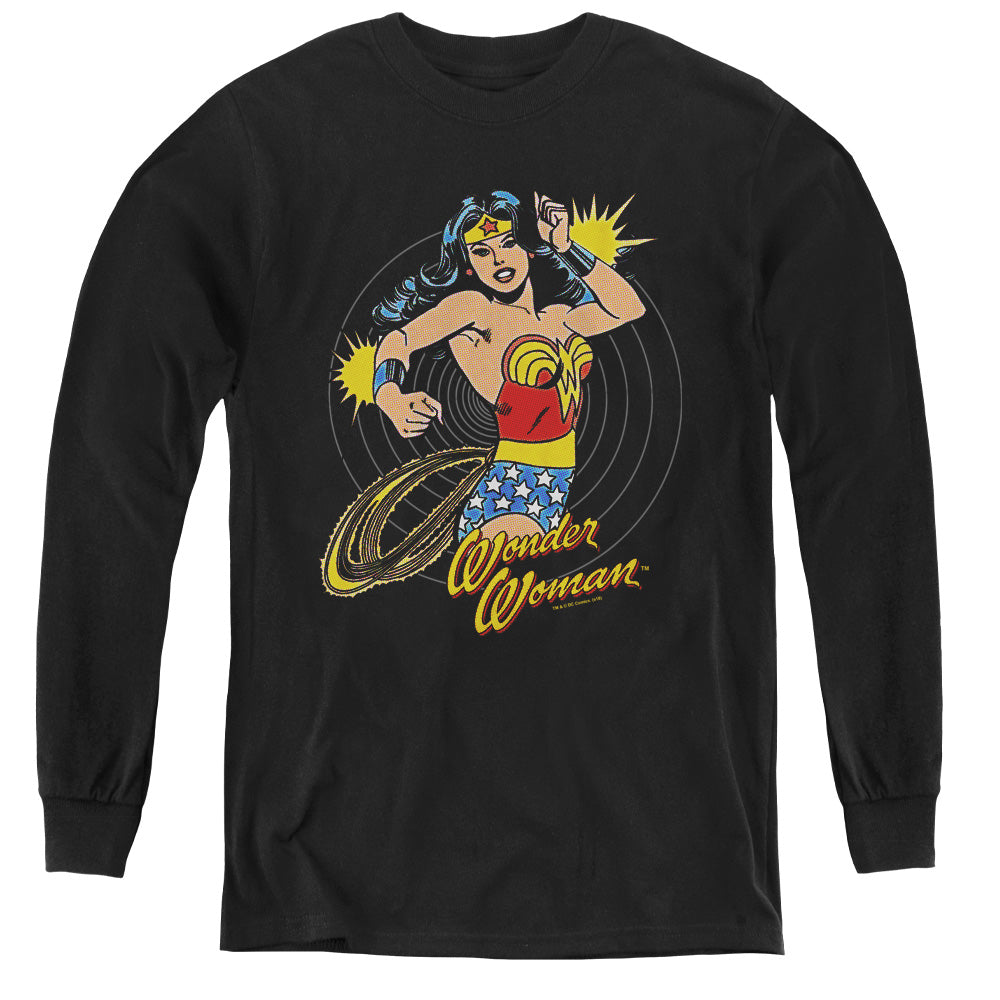 DC Comics Spinning Long Sleeve Kids Youth T Shirt Black