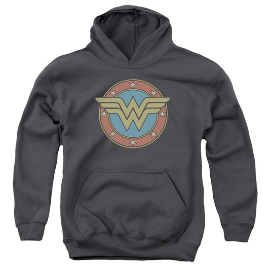 DC Comics Ww Vintage Emblem Kids Youth Hoodie Charcoal