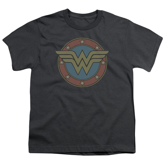 DC Comics Ww Vintage Emblem Kids Youth T Shirt Charcoal