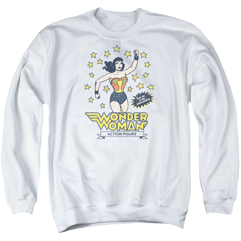 DC Comics Action Figure Mens Crewneck Sweatshirt White
