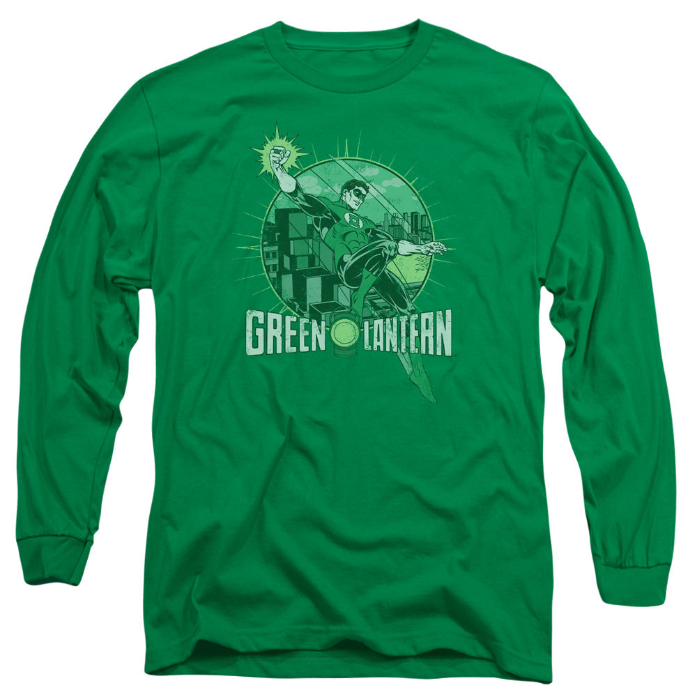 DC Comics City Power Mens Long Sleeve Shirt Kelly Green