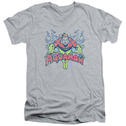 DC Comics Splish Splash Mens Slim Fit V Neck T Shirt Athletic Heather