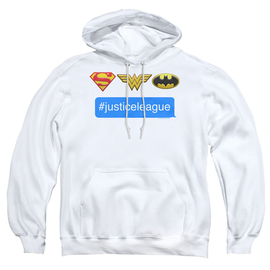 Dc Hashtag Jla Mens Hoodie White Officially Licensed