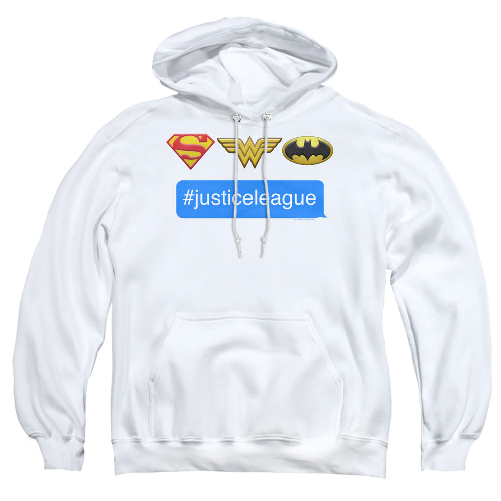Dc Hashtag Jla Mens Hoodie White Officially Licensed