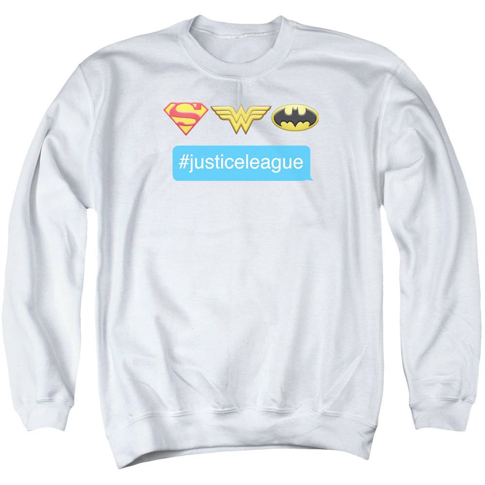 DC Comics Hashtag Jla Mens Crewneck Sweatshirt White