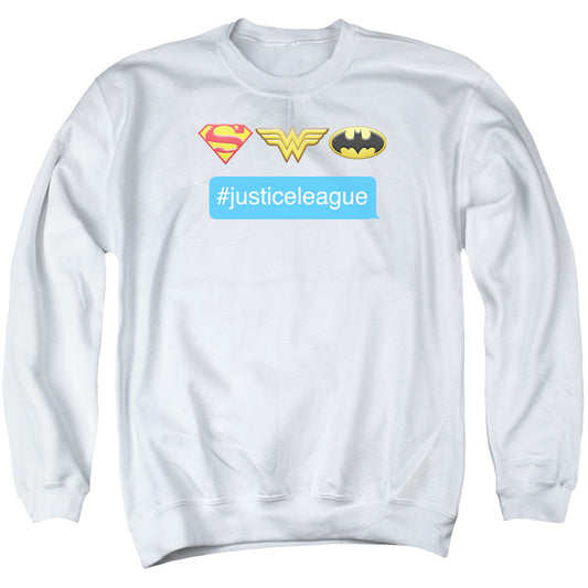 DC Comics Hashtag Jla Mens Crewneck Sweatshirt White