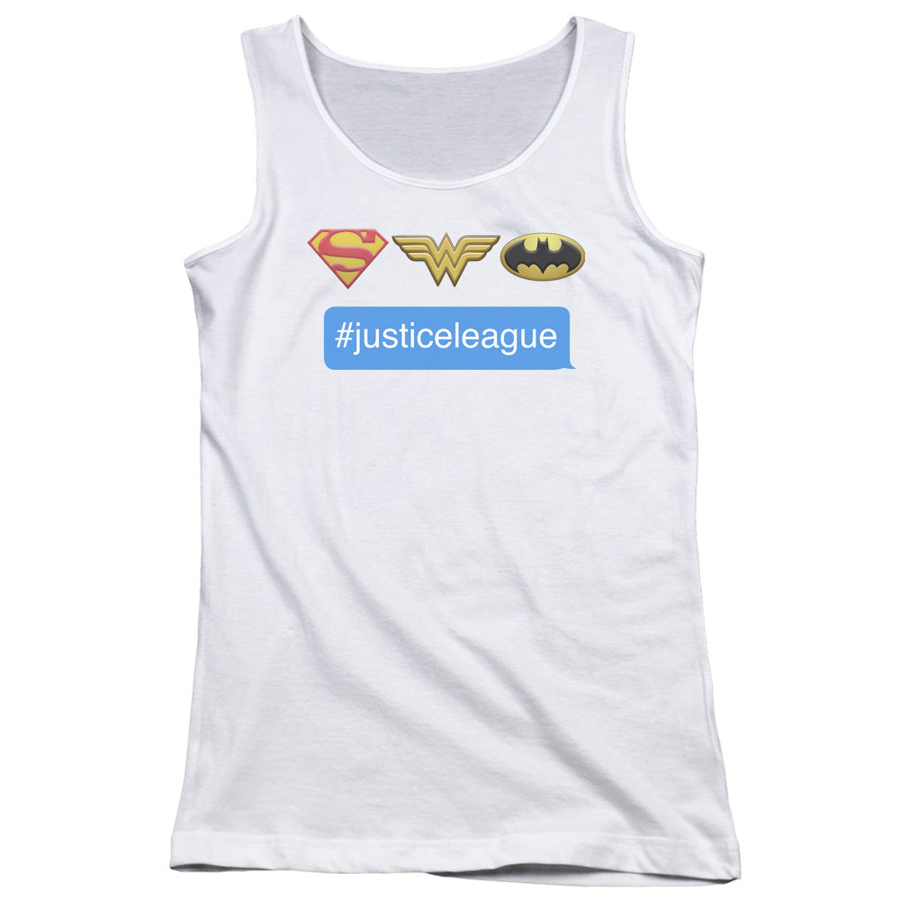 DC Comics Hashtag Jla Womens Tank Top Shirt White