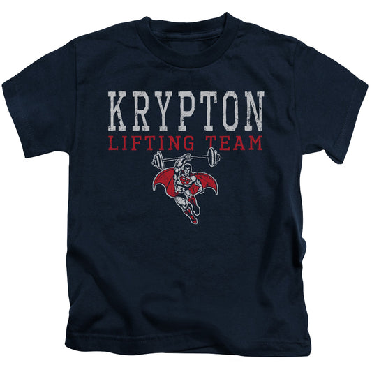 DC Comics Krpton Lifting Juvenile Kids Youth T Shirt Navy Blue 