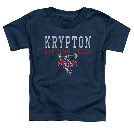 DC Comics Krpton Lifting Toddler Kids Youth T Shirt Navy Blue