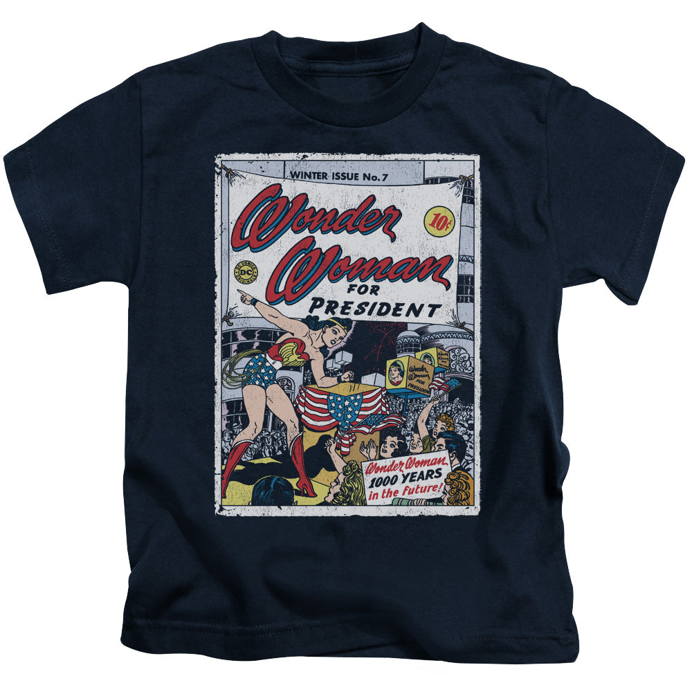 DC Comics Ww for President Juvenile Kids Youth T Shirt Navy Blue 