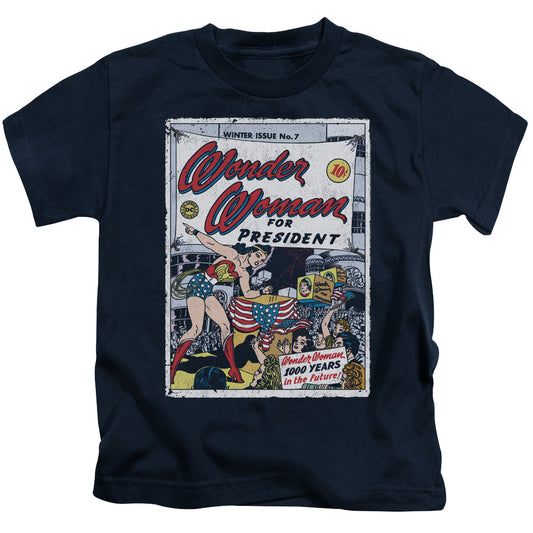DC Comics Ww for President Juvenile Kids Youth T Shirt Navy Blue 